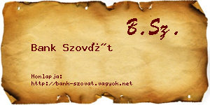 Bank Szovát névjegykártya